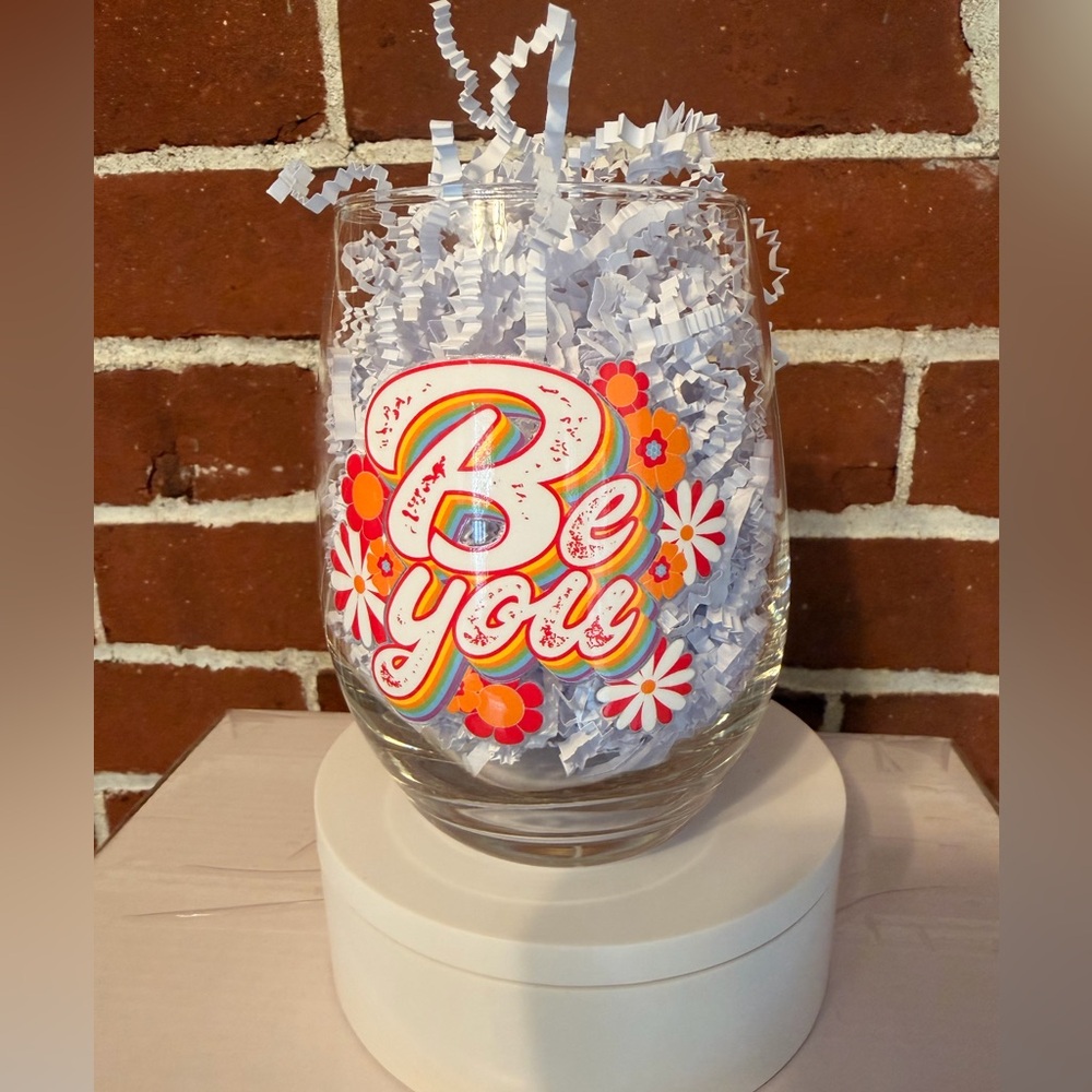 Be You Decorative Stemless Wine Glass